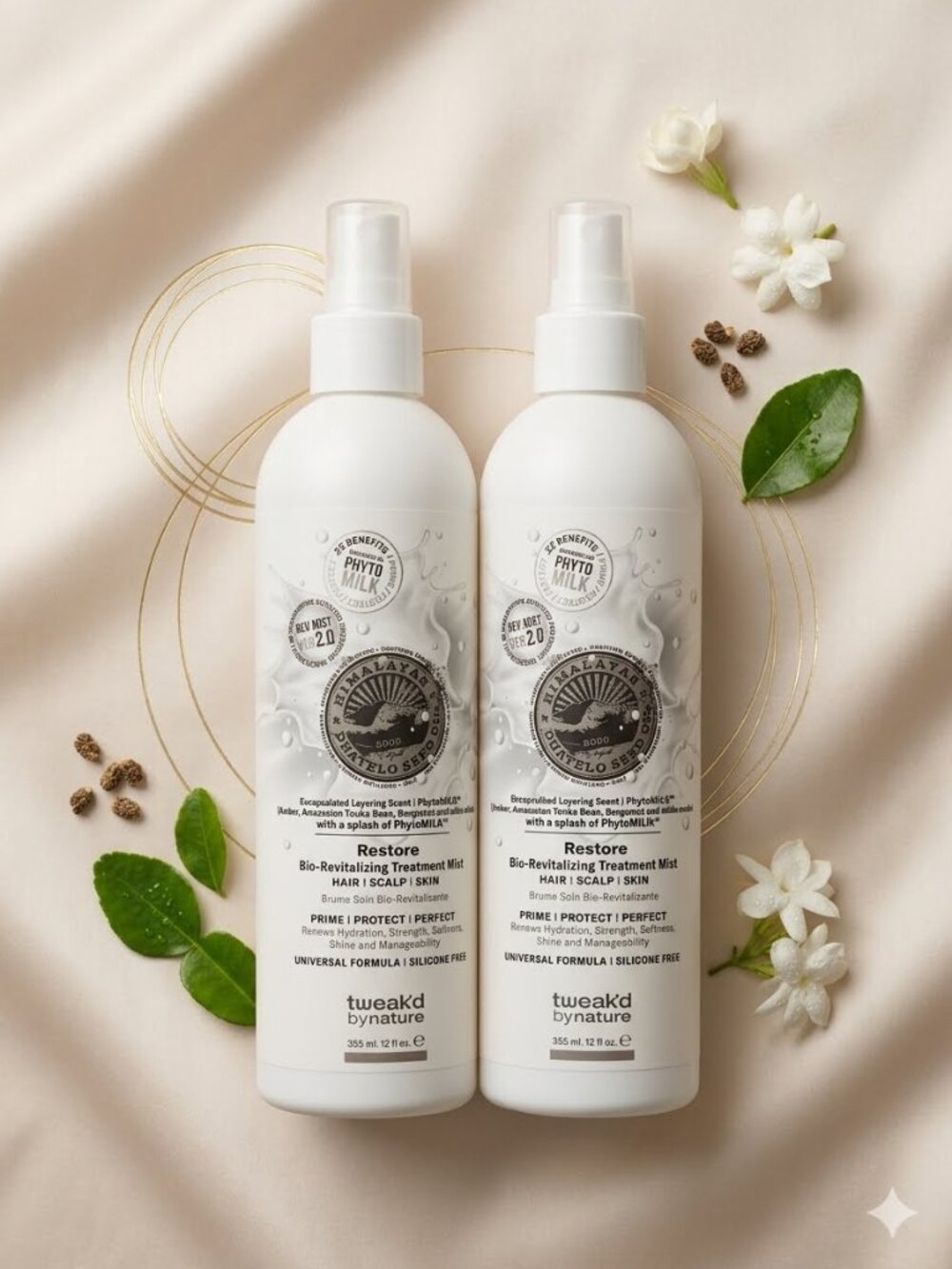 2 Tweak'd by Nature Restore Bio-Revitalizing treatment Mist PhytoMILK 12 oz